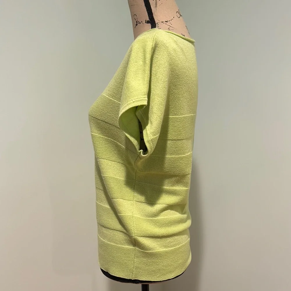 Pink Clover size small light Lime Green Striped Knit Top - Picture 3 of 5